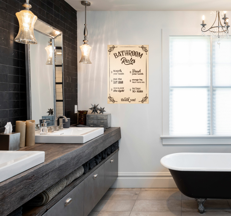 Badezimmerregeln vintage poster - TenStickers