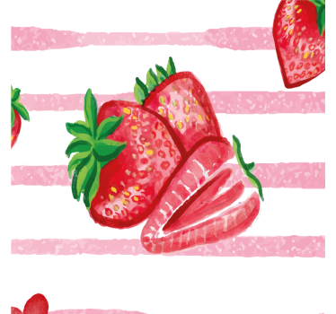 Poster küche nahtlose erdbeeren auf gestreiftem hintergrund - TenStickers
