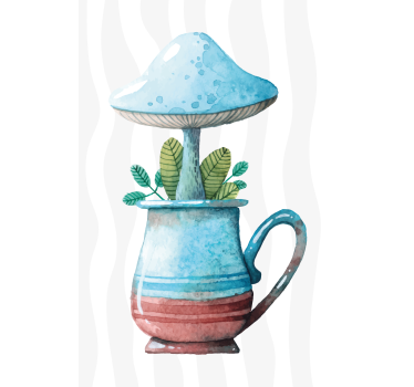 Poster küche mit süßem pilzdesign in tasse - TenStickers