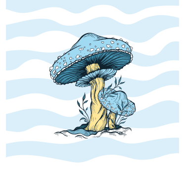 Poster küche mit blauer pilzillustration - TenStickers