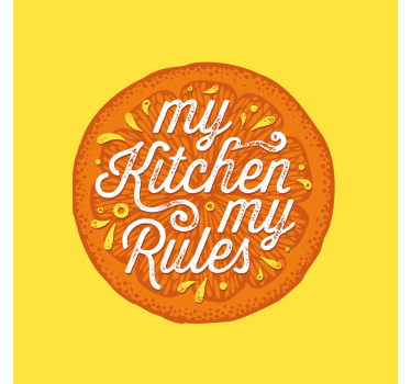 Poster küche orange handgezeichnete küche - TenStickers
