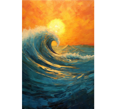 Poster landschaft sonnenaufgang welle - TenStickers