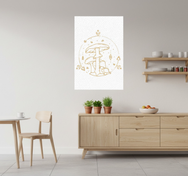 Poster küche geometrisches pilz monolinien-design - TenStickers