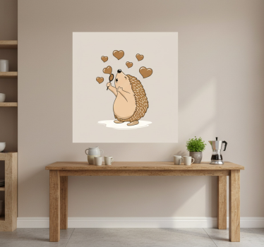 Poster küche igel mit liebesherzen - TenStickers