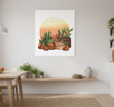 Poster küche kaktus mit sonnenuntergang im kreis - TenStickers