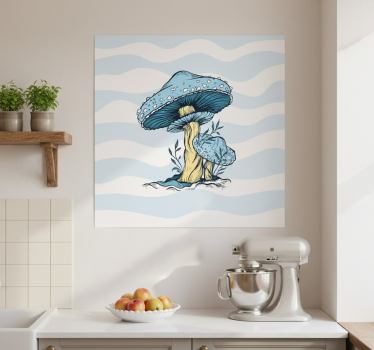 Poster küche mit blauer pilzillustration - TenStickers