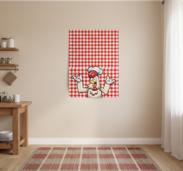 Poster küche mit cartoon-hühnchen koch - TenStickers