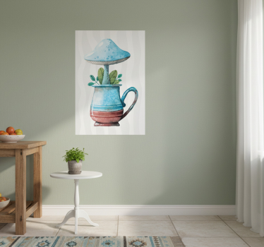 Poster küche mit süßem pilzdesign in tasse - TenStickers