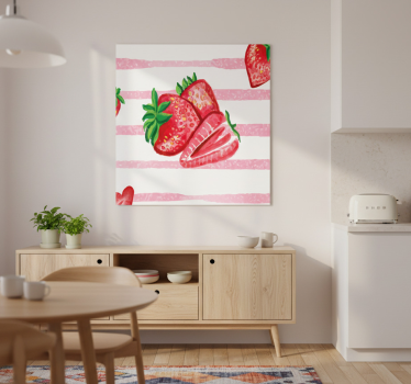 Poster küche nahtlose erdbeeren auf gestreiftem hintergrund - TenStickers