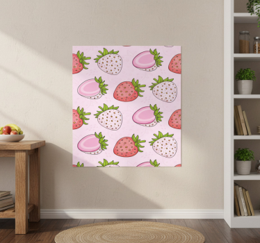 Poster küche nahtlose pinke und rote erdbeeren - TenStickers