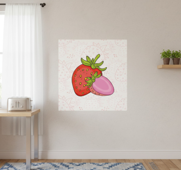 Poster küche nahtlose rote und pinke erdbeeren - TenStickers