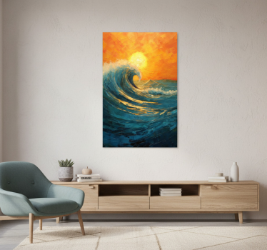 Poster landschaft sonnenaufgang welle - TenStickers