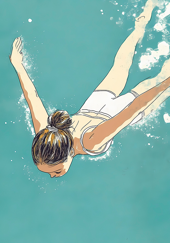 Poster künstlerische Zeichnung schwimmer - TenStickers