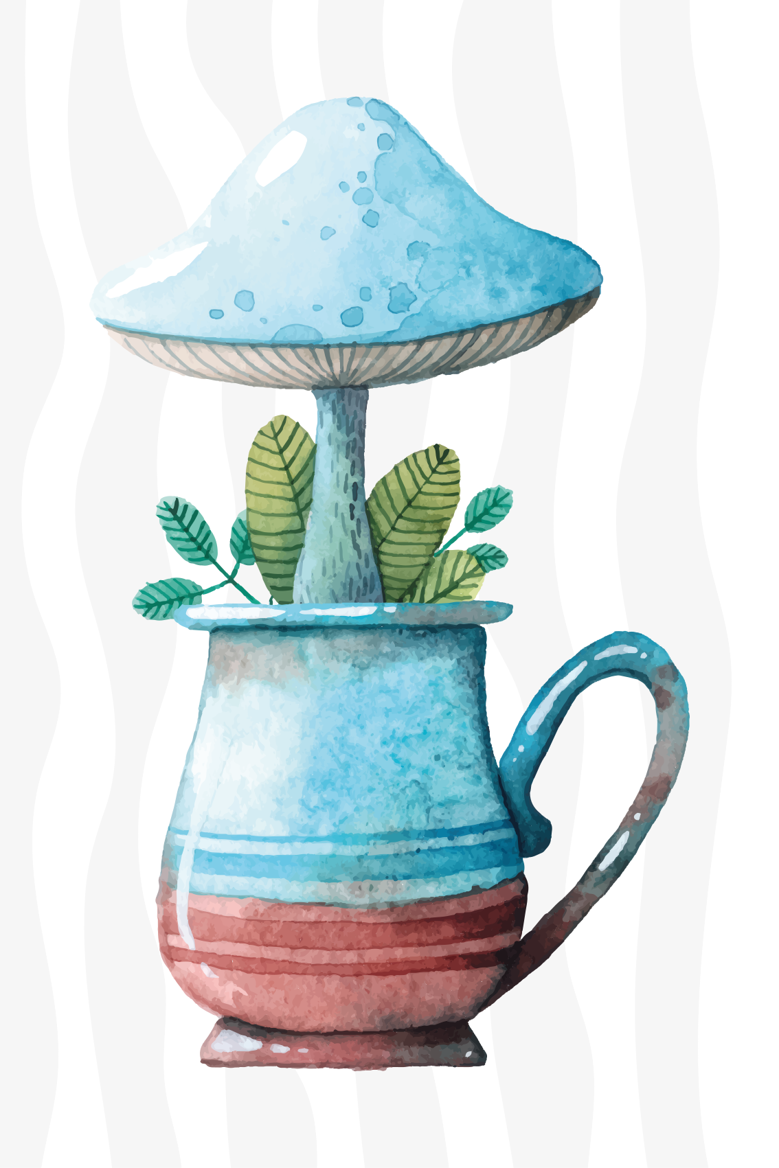 Poster küche mit süßem pilzdesign in tasse - TenStickers