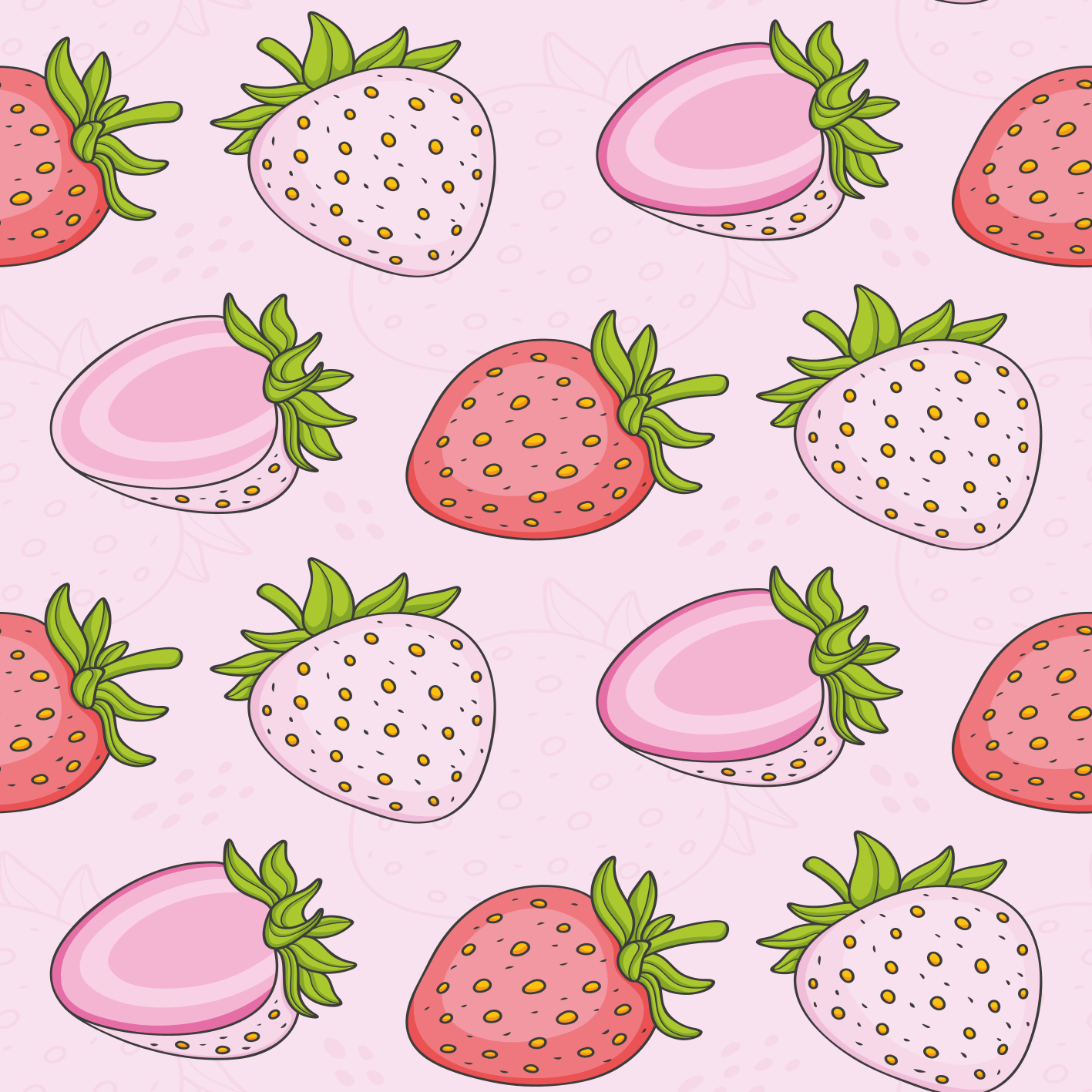Poster küche nahtlose pinke und rote erdbeeren - TenStickers