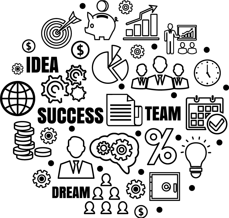 Poster büro mit geschäftsideogramm - TenStickers