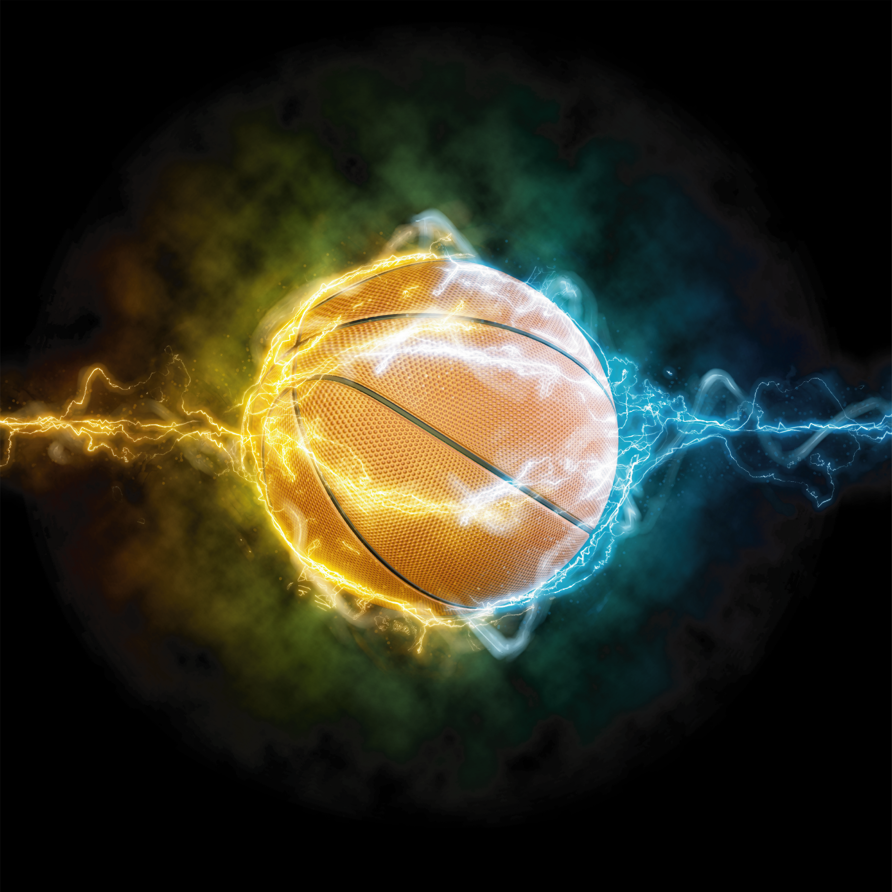 Poster teenagerzimmer wasser und feuer basketball - TenStickers