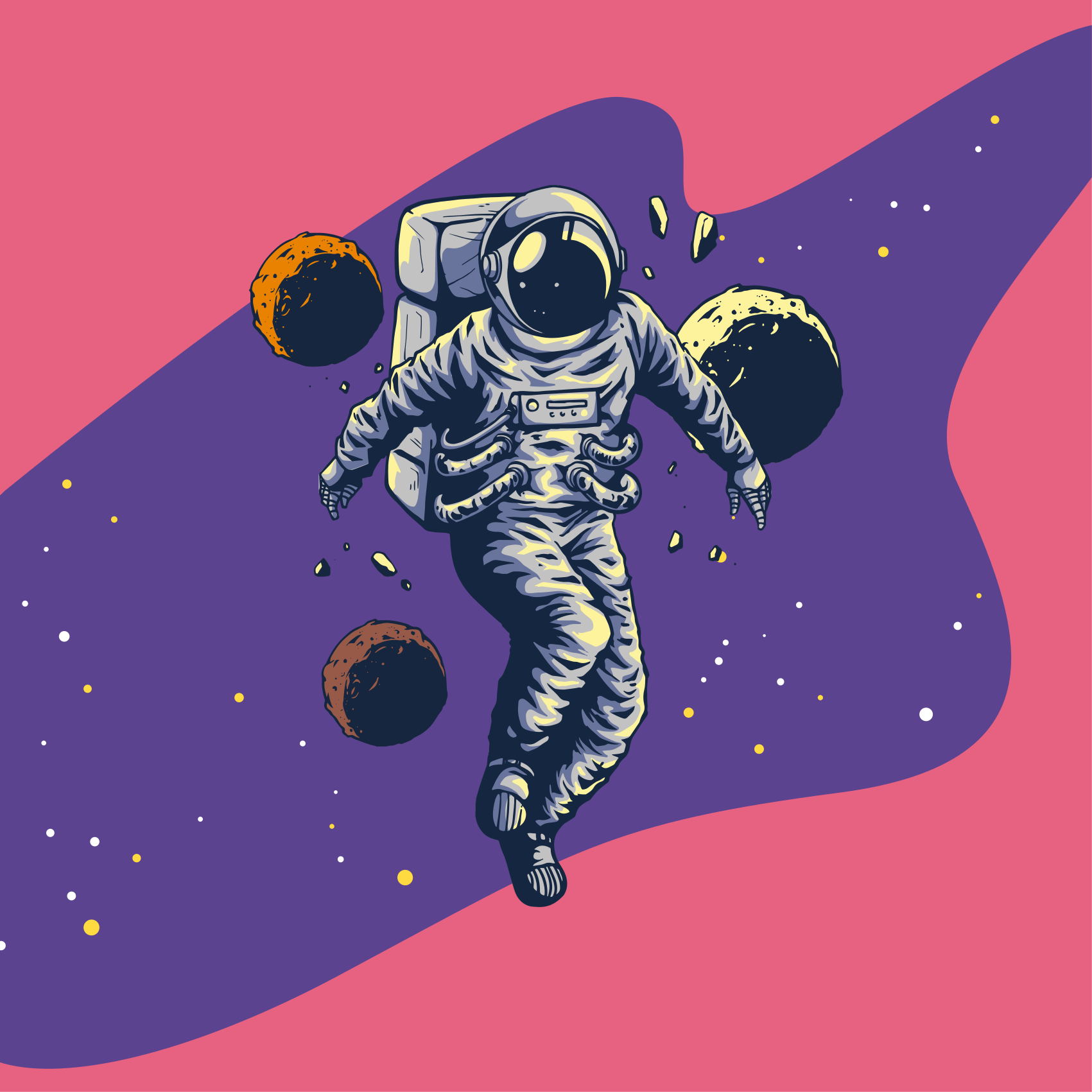 Poster teenagerzimmer astronaut im flugstil handgezeichnet - TenStickers