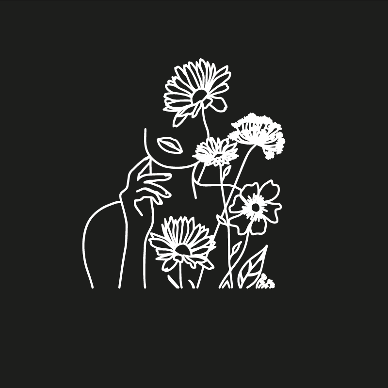 Poster wohnzimmer mit minimalistischem frauenblumen-design - TenStickers