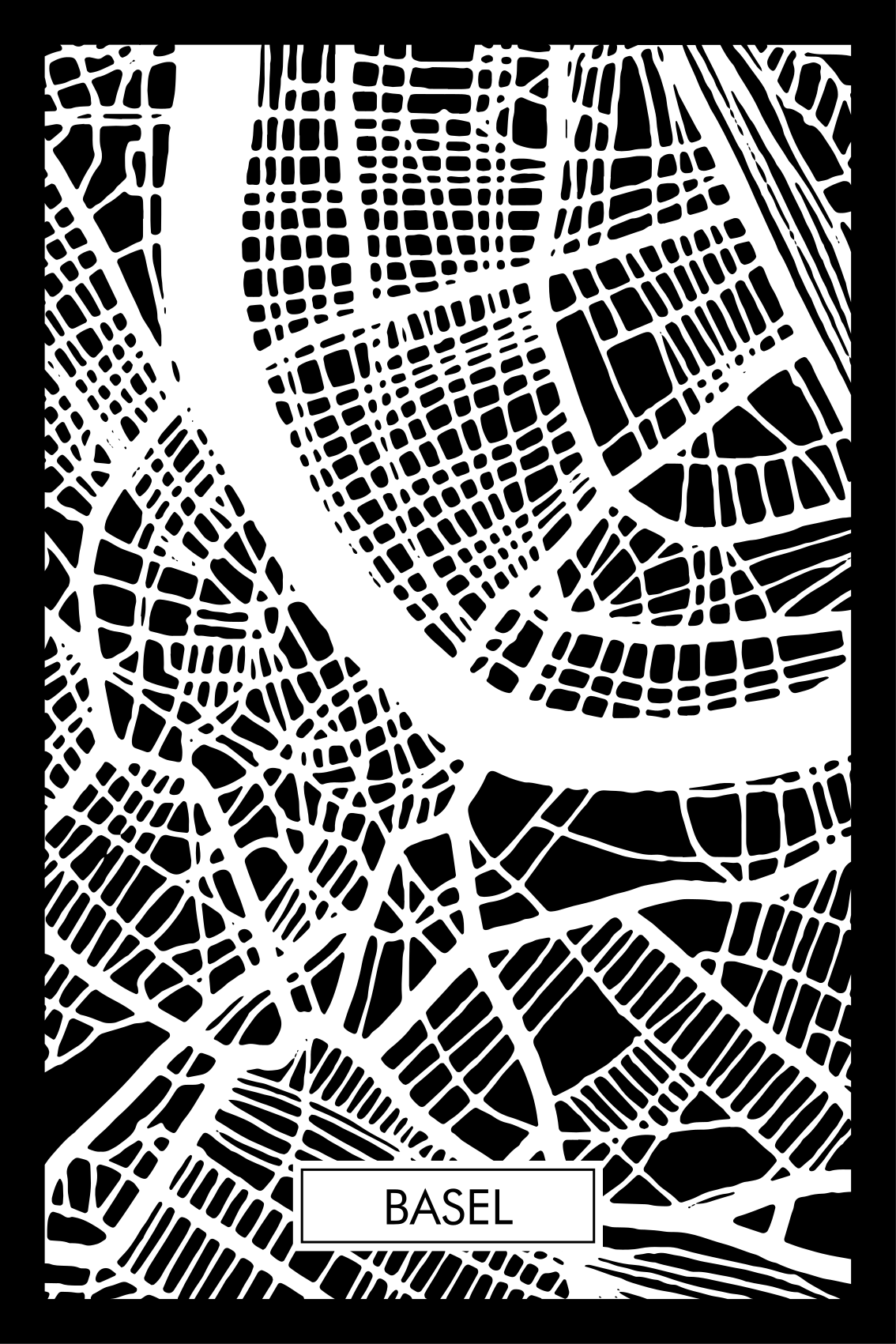 Poster wohnzimmer mit topografischer karte basel - TenStickers