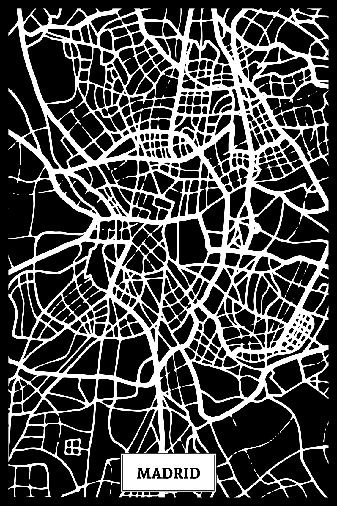 Poster wohnzimmer topografische karte madrid - TenStickers