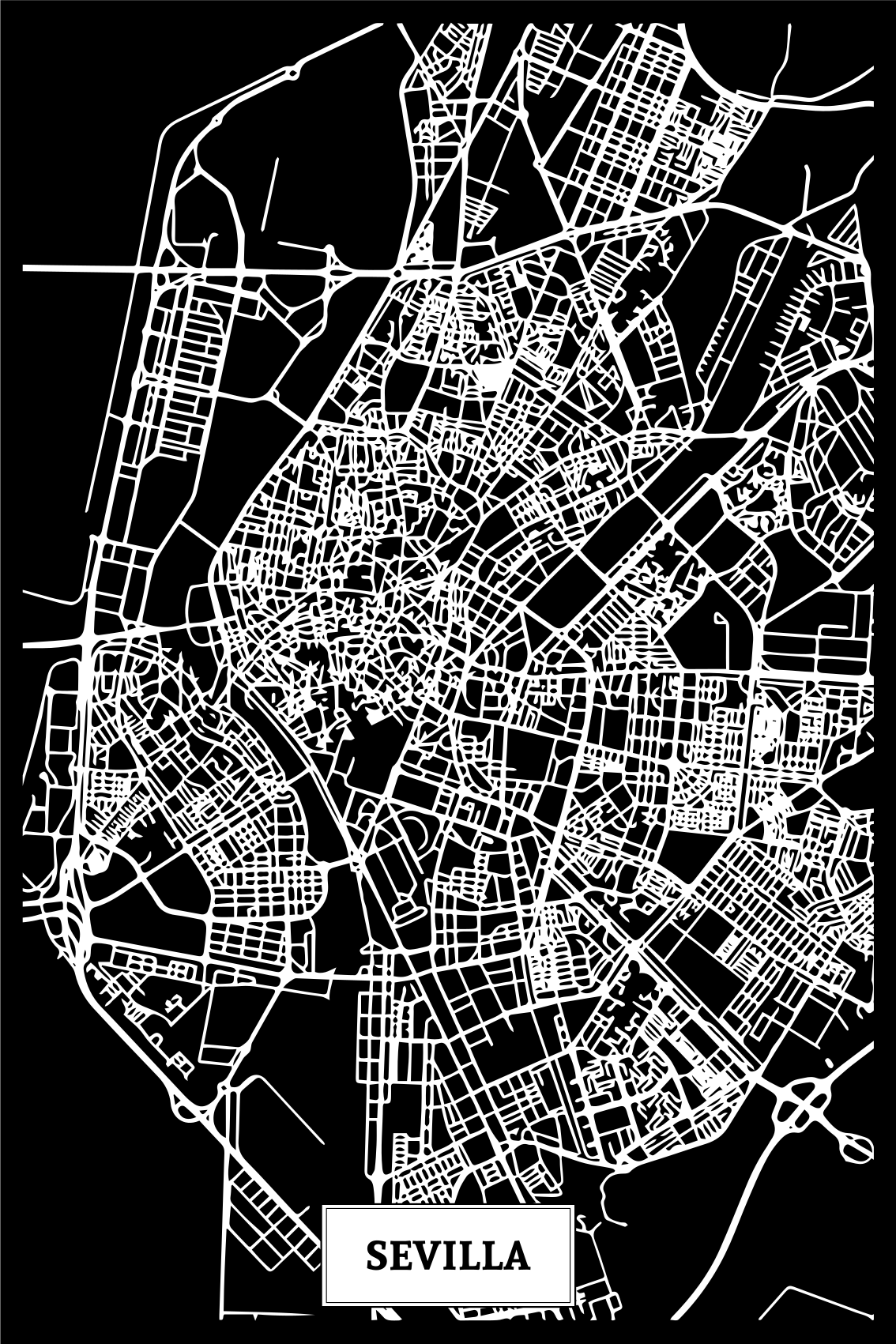 Poster wohnzimmer topografische karte sevilla - TenStickers