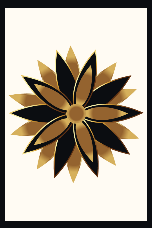 Poster wohnzimmer goldene blumen - TenStickers