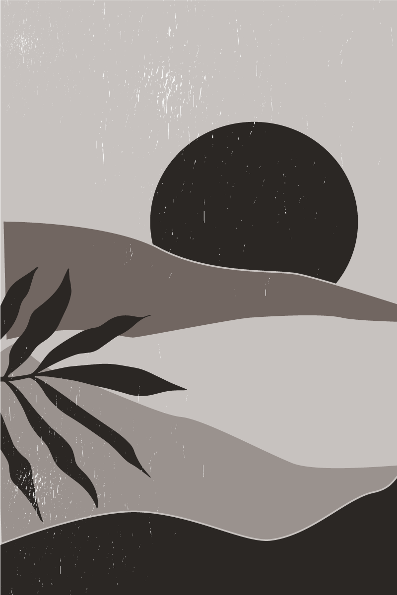 Poster wohnzimmer schwarzweiß sonnenuntergang wüste - TenStickers