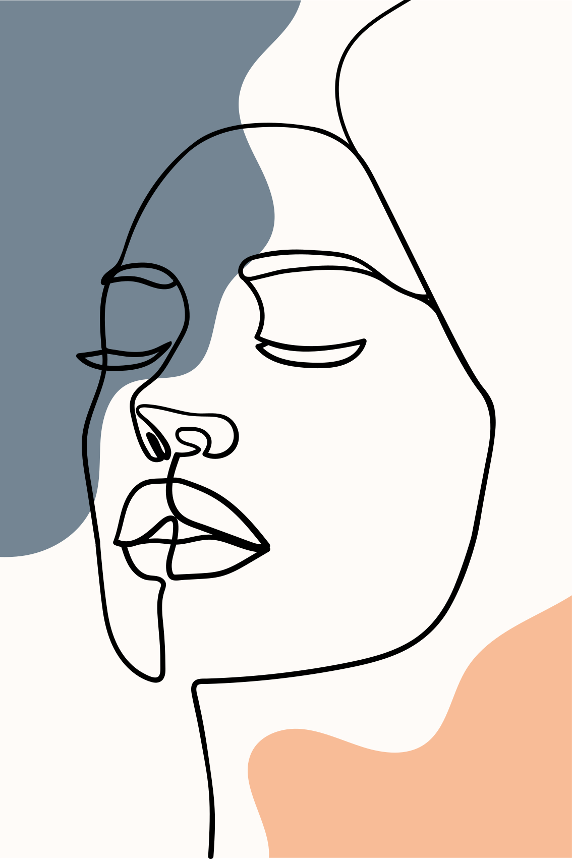Poster wohnzimmer modernes und abstraktes gesicht - TenStickers