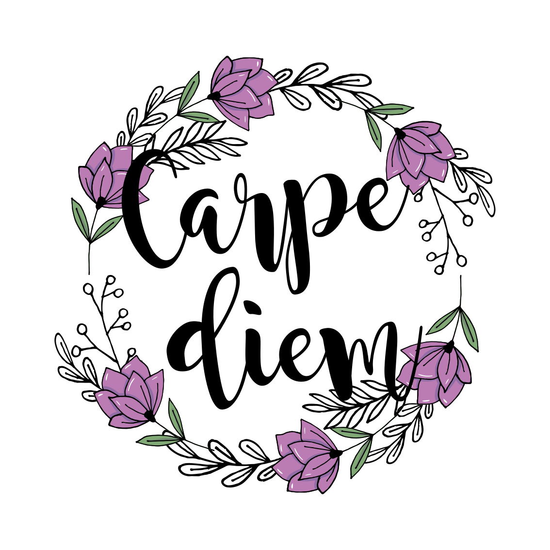Poster wohnzimmer carpe diem bunter blumenmuster - TenStickers