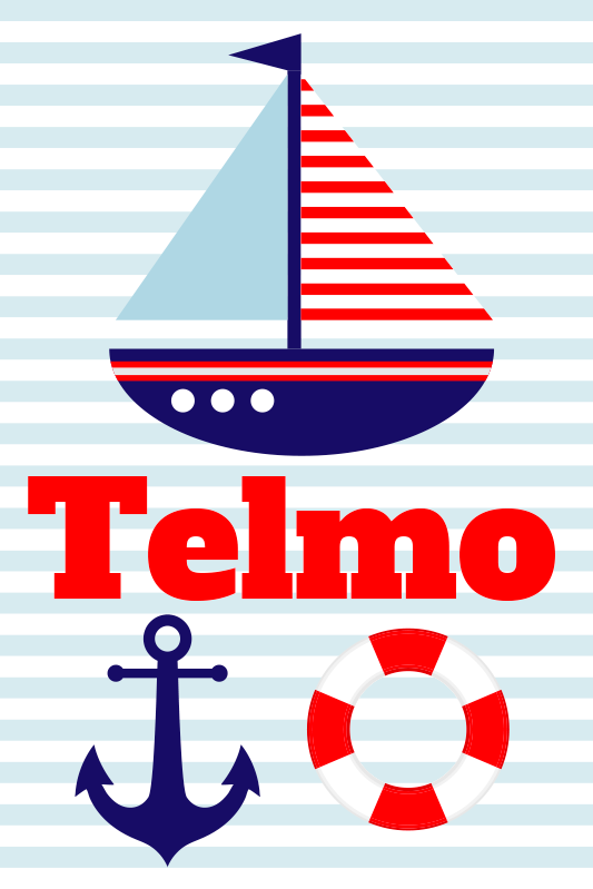 Poster kinderzimmer segelboot mit namen - TenStickers