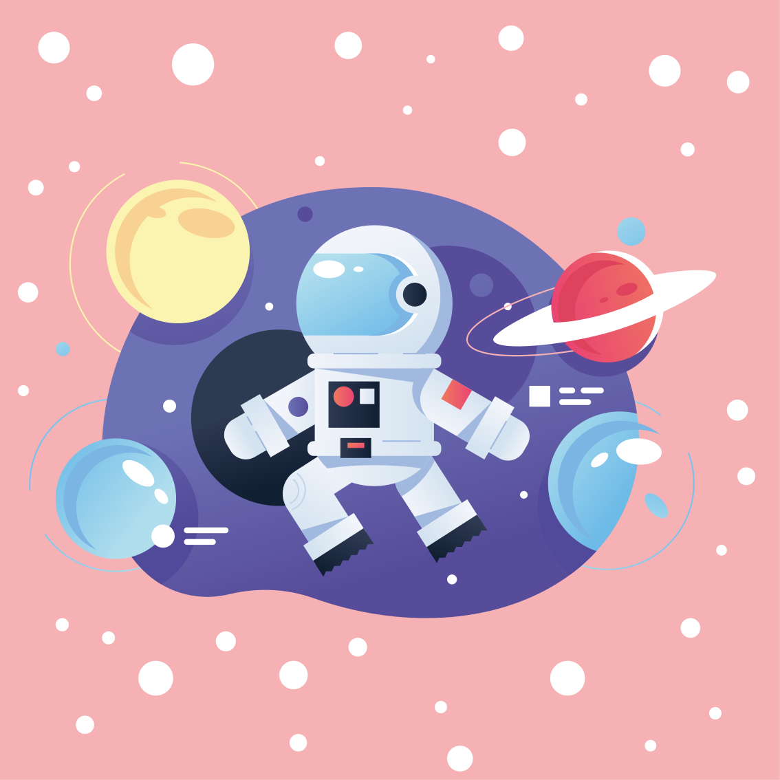 Poster kinderzimmer mit verschiedenen astronauten-symbolen - TenStickers
