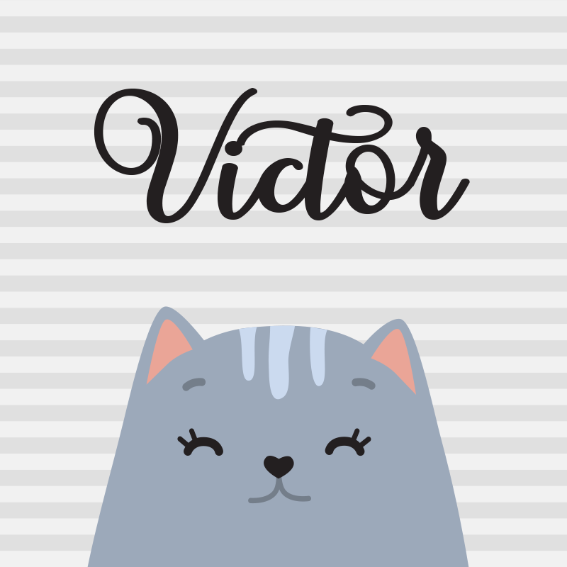 Poster kinderzimmer nordic katze mit namen - TenStickers