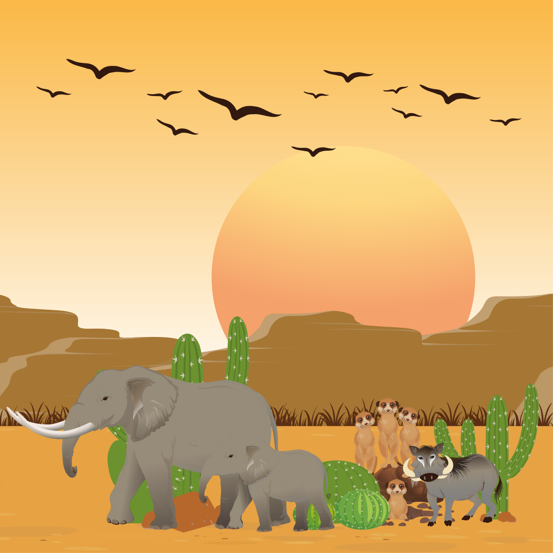 Poster kinderzimmer afrikanische tiere in der wildnis - TenStickers