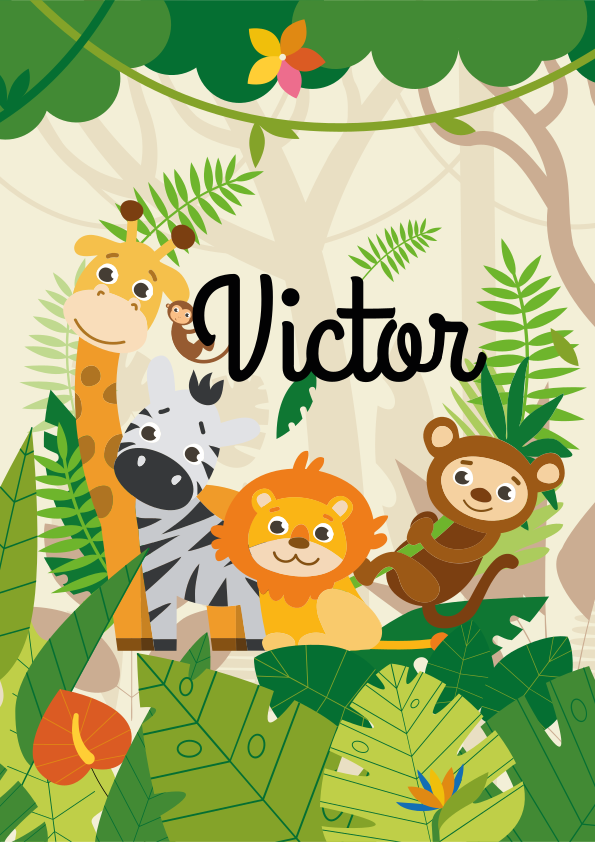 Poster kinderzimmer mit individuellen dschungeltieren - TenStickers