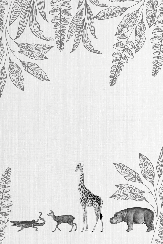 Poster kinderzimmer mit safari-tieren und bäumen - TenStickers