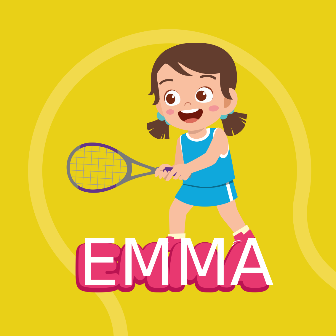 Poster kinderzimmer mädchen tennisspielerin mit name - TenStickers