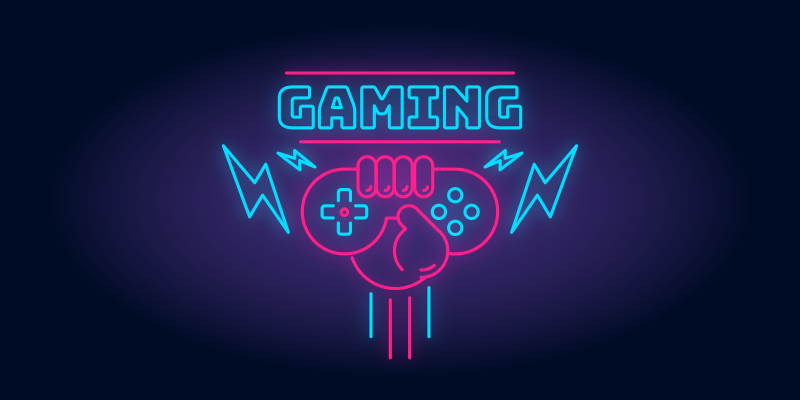 Gaming poster mit neonlicht gaming logo - TenStickers