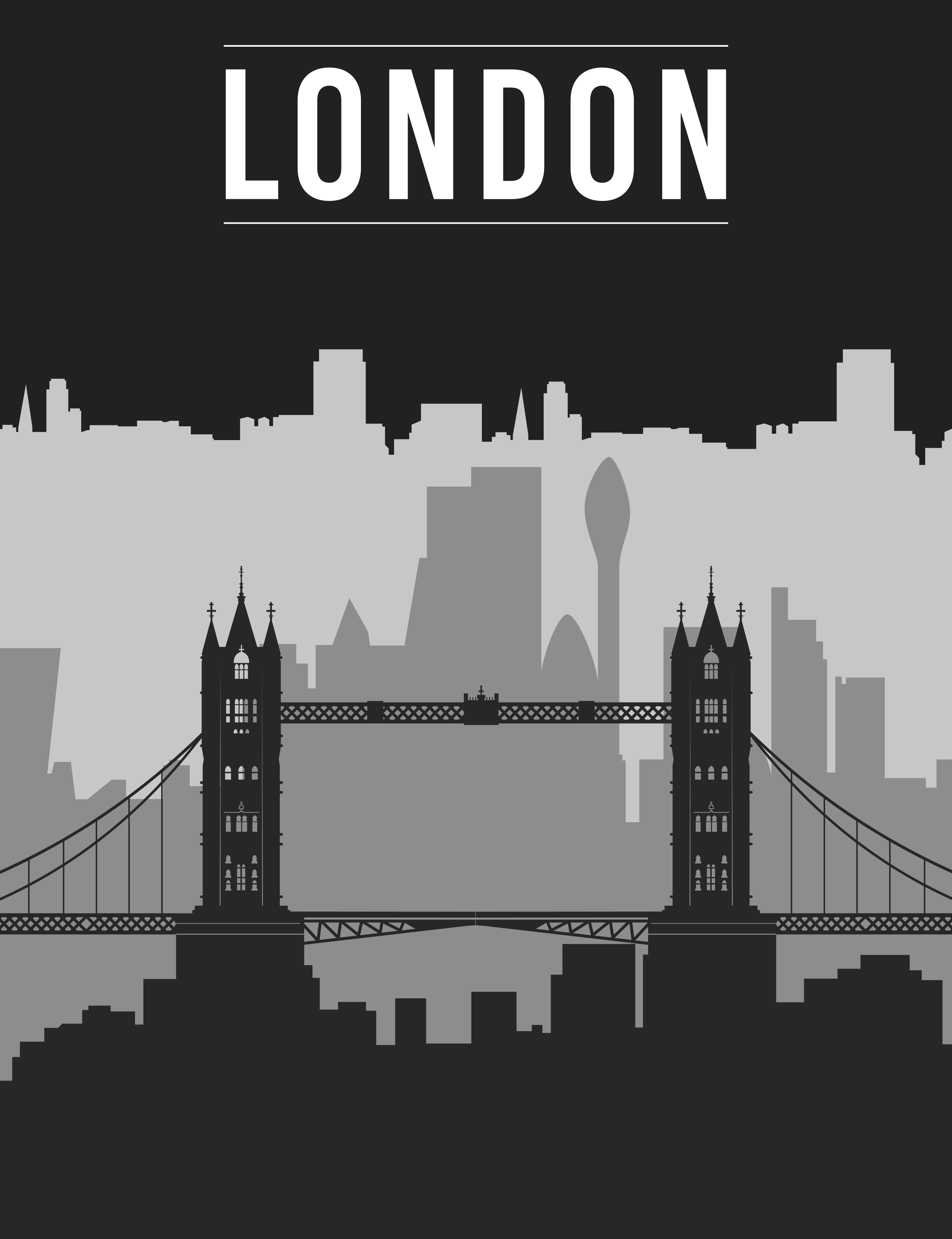 Poster zitat schwarz und grau london skyline - TenStickers
