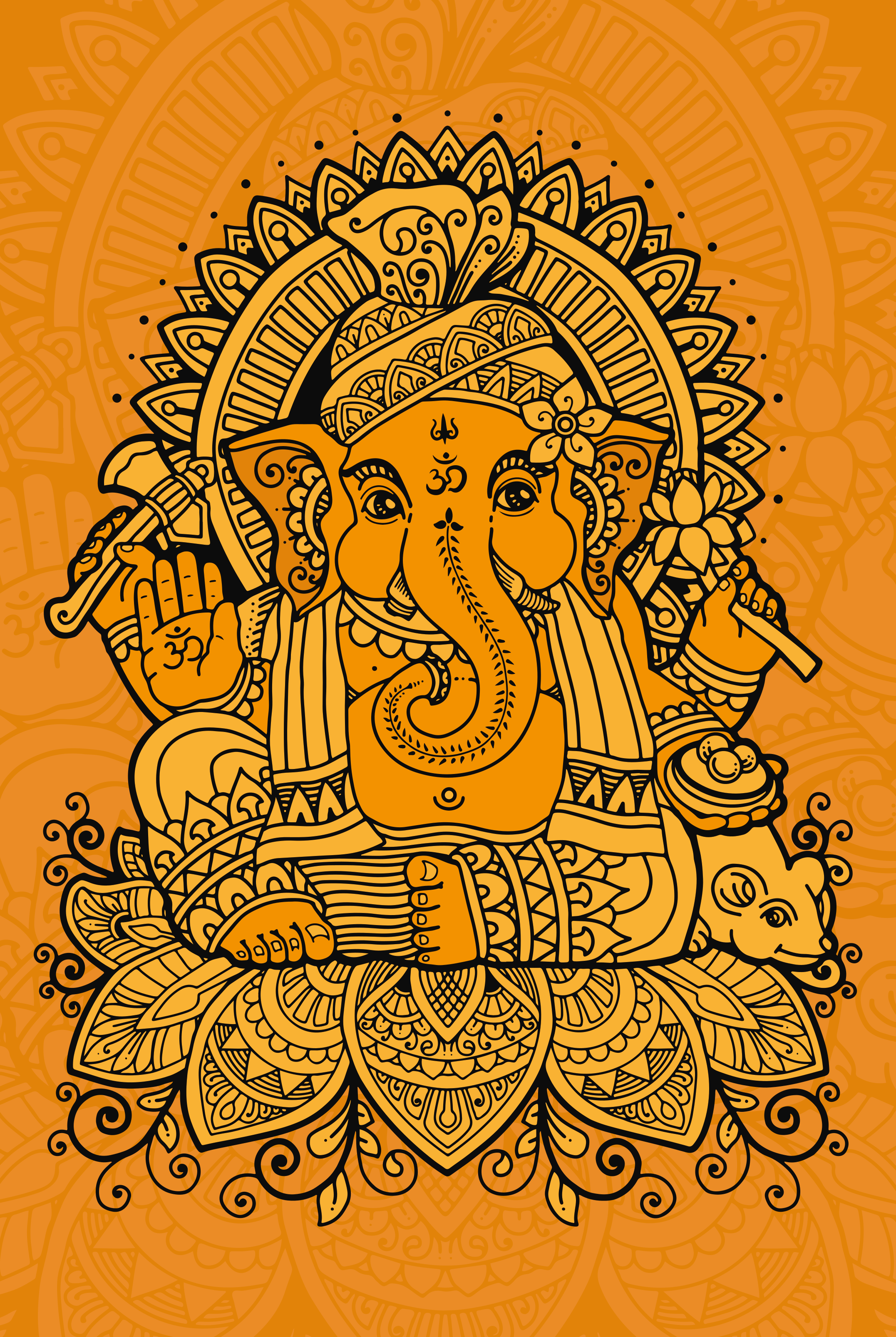 Zen poster mandala mit ganesha im zentrum - TenStickers