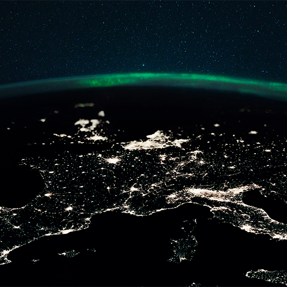 Poster weltkarte luftaufnahme nachtsicht - TenStickers