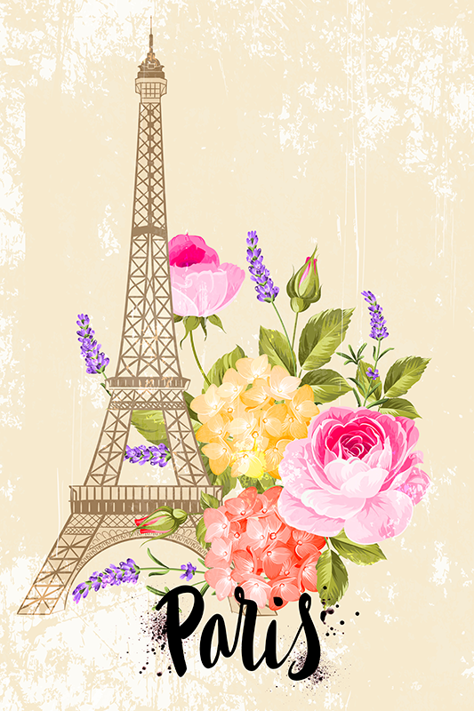 Poster länder und städte eiffelturm im frühling - TenStickers