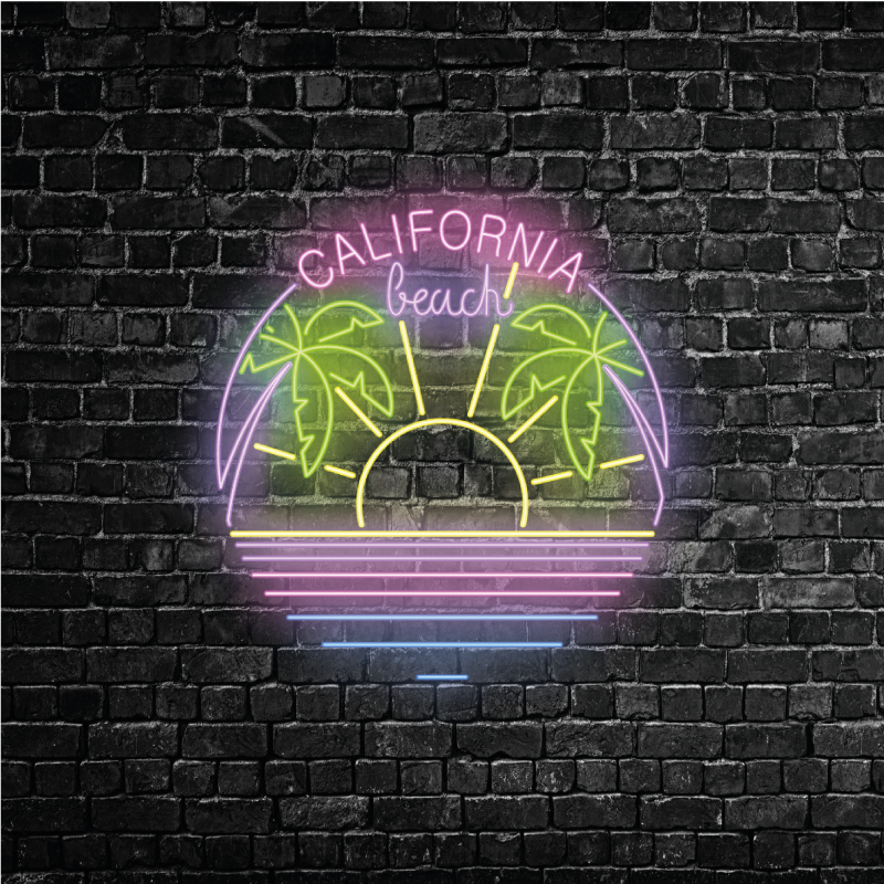 Poster länder und städte california strand neon schrift - TenStickers