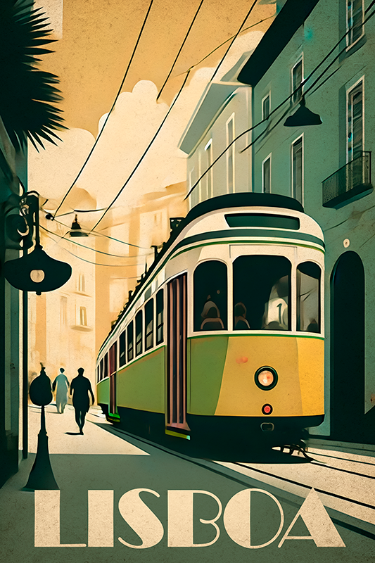 Poster länder und städte lisbon vintage illustration - TenStickers