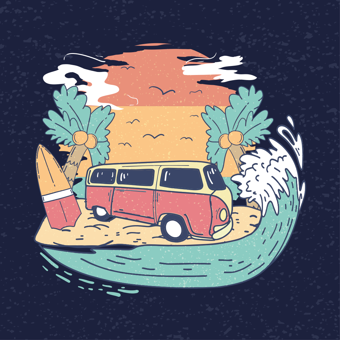 Poster länder und städte surf van szene - TenStickers