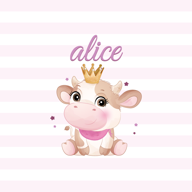 Personalisierte poster süße kuh prinzessin - TenStickers