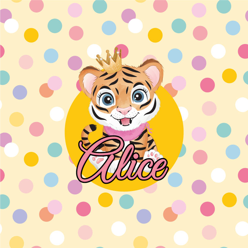Personalisierte poster mit süßem tiger-charakter - TenStickers