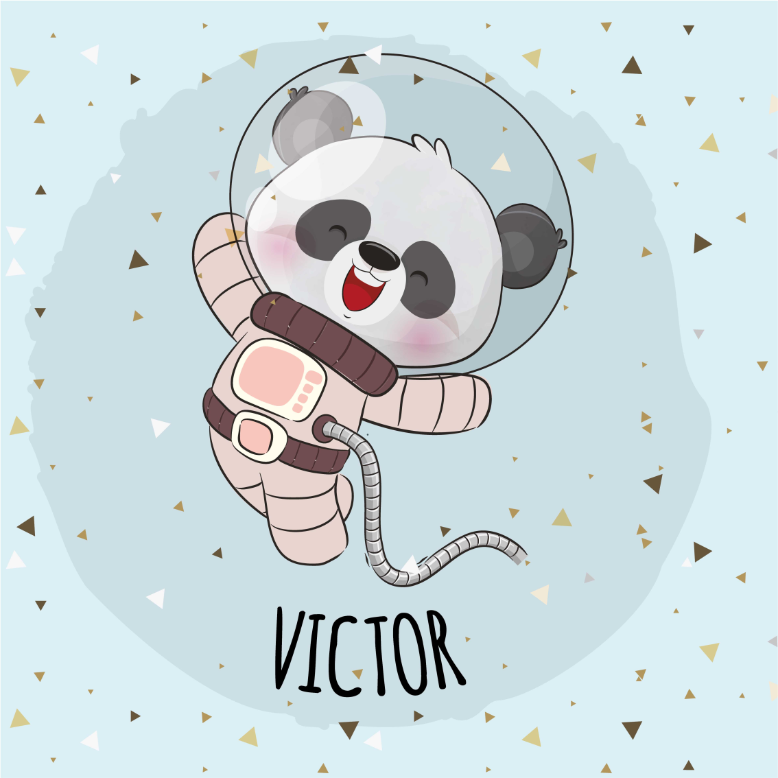 Personalisierte poster fröhlicher weltraum-panda - TenStickers