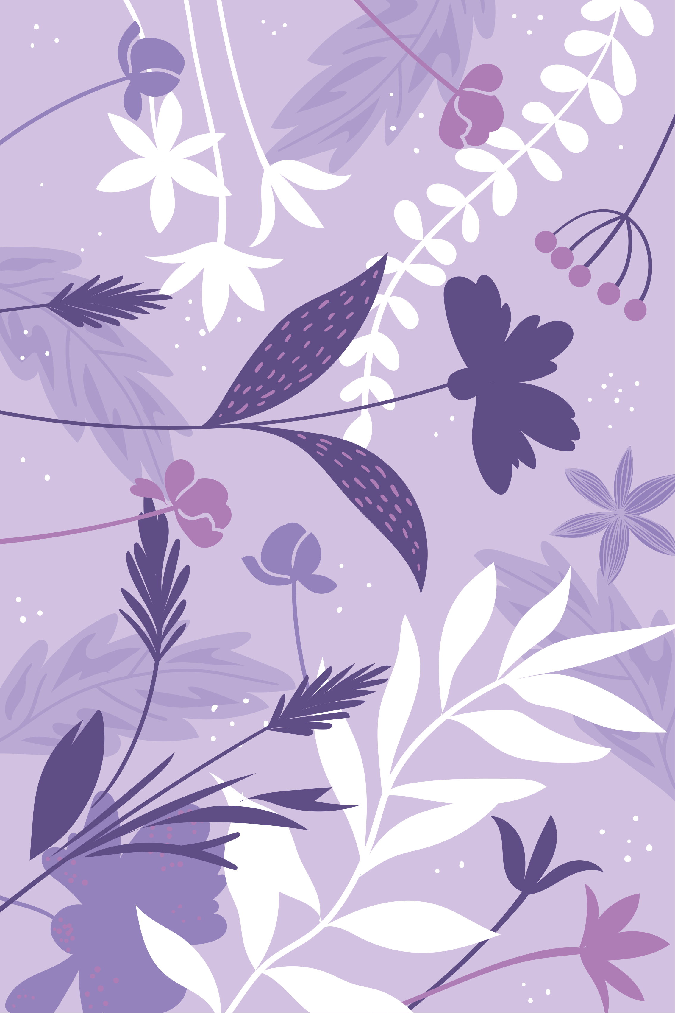 Poster pflanzen mit lila blumen - TenStickers
