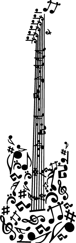 Musik poster dekorative gitarre mit notenlinien - TenStickers